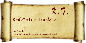 Kránicz Teréz névjegykártya