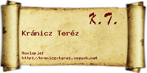 Kránicz Teréz névjegykártya